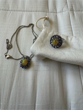 Rarities Carol Brodie Ethiopian Opal Tanzanite Halo Set 925 Sterling Silver HSN